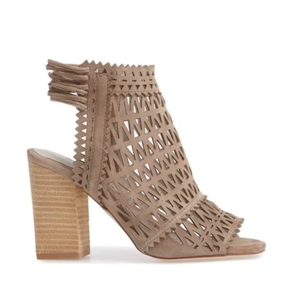 JEFFREY CAMPBELL Ottawa Taupe Suede Leather Sandal Block Heel Open Toe Bootie 10 - Picture 5 of 14